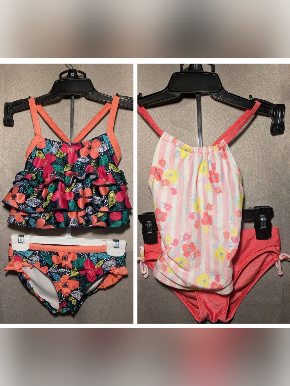 Gymboree Coral Trim Navy Floral & Floatimini Pink Floral Girls Tankini Swim Suit